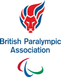 British Paralympic Association Logo featuring at top lions face in red and flowing mane of red and blue on white background. Blue text "British Paralympic Association". Paralympic agitos symbol, red, blue and green swoosh